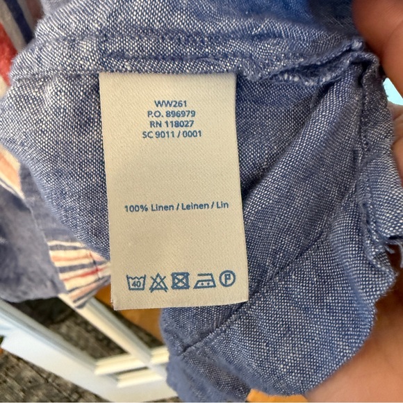 Boden Linen Blue Striped Shift Dress Size 14 US - Picture 5 of 6